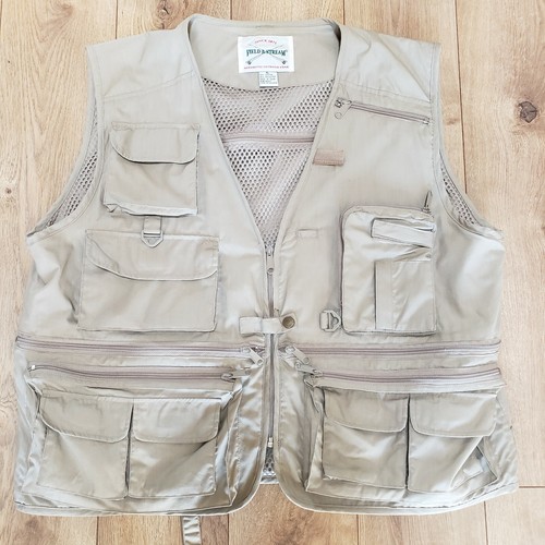 Field & Stream Outdoor Khaki Cargo Vest Fishing Photography Safari Size Large - Picture 1 of 5