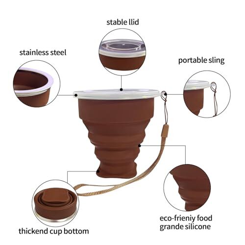 200ML Collapsible Silicone Foldable Cup Reusable Portable Mug for Travel Camping - Imagen 5 de 6
