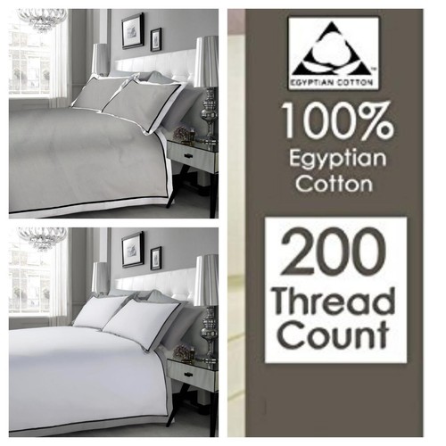 Egyptian Cotton 200TC MF WHITE BLACK GREY Duvet Cover Set Double King