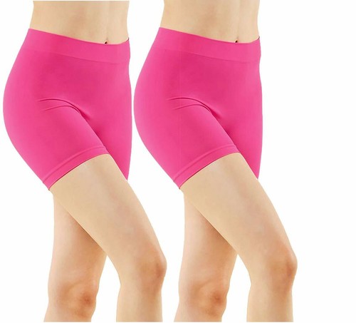 2 Pack Women's Mini Short Seamless Stretch Yoga Exercise Bike Running Shorts - Picture 13 of 46