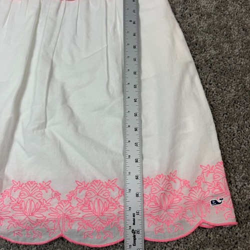 Vineyard Vines Girls Large White Pink Embroidered Tiered Sleeveless Dress NWT - Picture 6 of 7