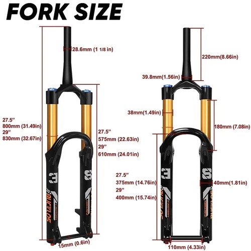 27.5/29 Inch MTB Bicycle Air Suspension Fork Rebound Damping E-bike Front Fork - Picture 3 of 19