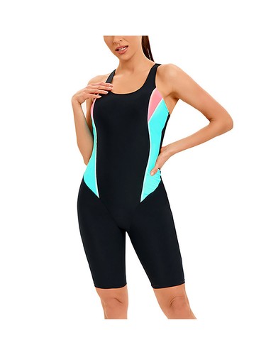 Women's One-piece Bodysuits Sleeveless Hollow Back Patchwork Sport Swim Leotards - Picture 12 of 22
