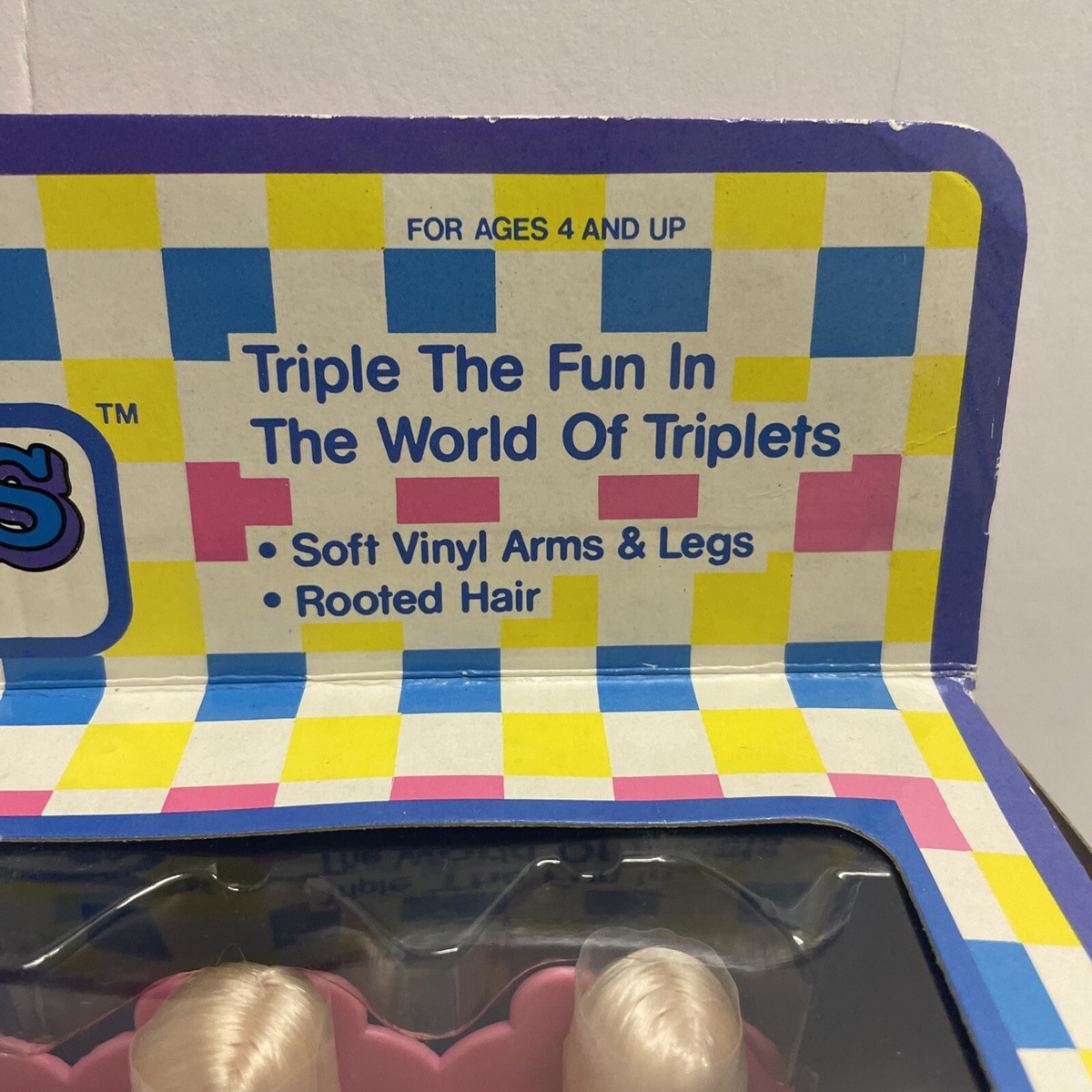 ABCドール3 ABC Triplets Doll Set With Cradle Blonde Dolls New In Box