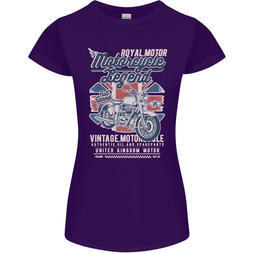 Motorcycle Legend Biker Union Jack British Womens Petite Cut T-Shirt - Picture 41 of 72