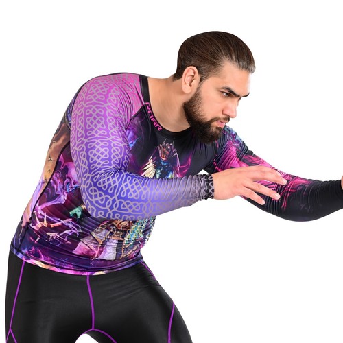 ROAR BJJ Athletic Men Rash Guard MMA Long Sleeve Compression Athletic Shirts - Picture 9 of 20