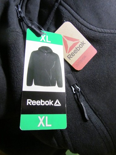 Reebok Mens Full-Zip Hooded Jacket, Black, Polyester, Size XL, New - Picture 6 of 9