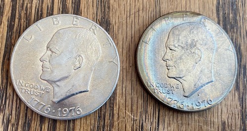 1976 P & 1976 D EISENHOWER BICENTENNIAL DOLLAR PAIR - VARIANTE II - SCHÖNES DETAIL - Bild 1 von 2