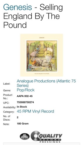🇬🇧 NEW JACKET ONLY 😍 GENESIS, THE LAMB LIES DOWN ON BROADWAY AP45 ATLANTIC 75 - Picture 9 of 15