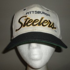 Vintage Pittsburgh Steelers Sports Specialties Script White Snapback Hat 1990s