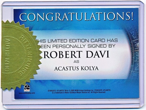Rittenhouse Stargate Atlantis Season 1 Robert Davi Autograph Auto Incentive #NNO - Picture 2 of 2