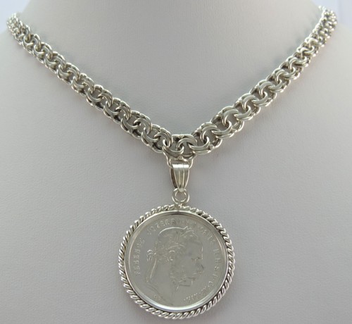 Kette mit Münzanhänger FERENCZ JOZSEF, 1 Forint, 1879, Original, Silber - Bild 4 von 6