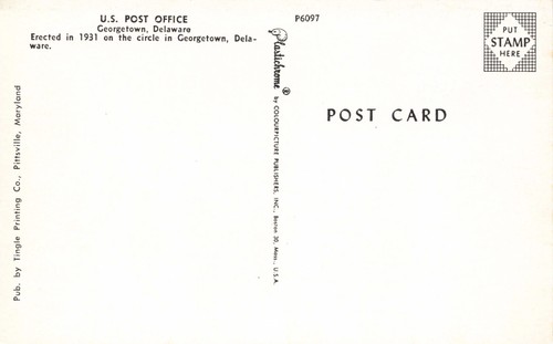 Postcard US Post Office Georgetown Delaware DE - Picture 2 of 2