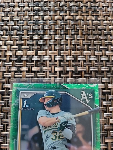 2024 1st Bowman Chrome Lunar Glow Refractor Ryan Lasko BCP-105 Oakland A’s - Picture 2 of 4