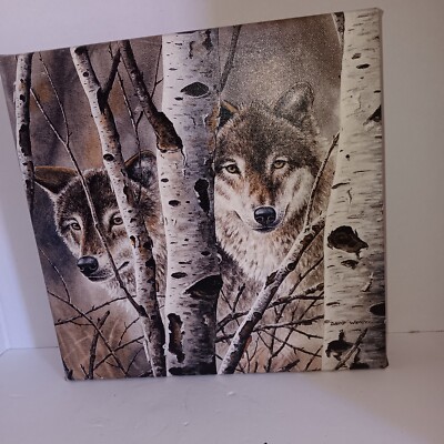 Artist David Wenzel '' Wolf In Aspens Fleeting Glimpse ''. Canvas, 10.5 X 10.5....