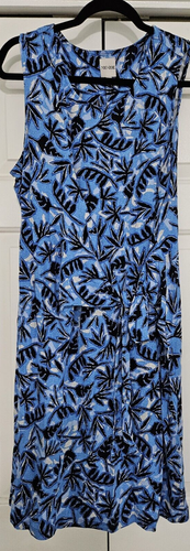 NIC+ZOE Coastal Vines Off Center Tie Waist Dress Blue Multi XLNWT Retail $178 - Picture 5 of 9