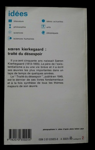 TRAITE DU DESESPOIR SOREN KIERKEGAARD DANEMARK/PHILOSOPHIE/EXISTENTIALISME 100 - Bild 2 von 5