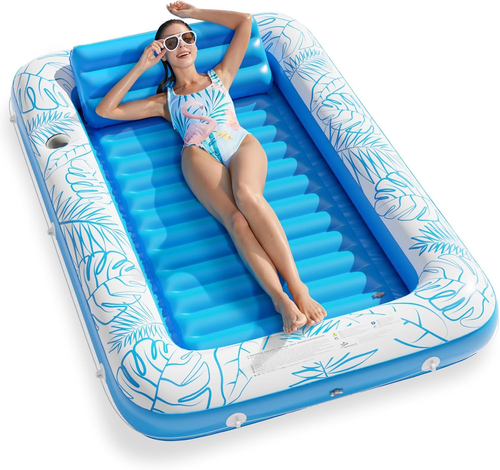 Inflatable Tanning Pool Lounger Float, 4 in 1 Sun Tan Tub Sunbathing Pool Lounge - Picture 11 of 12