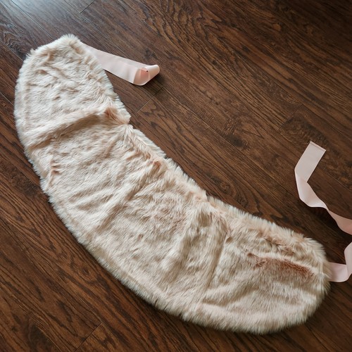 Mod Faux Fur Stole Wrap Wedding Shawl Ribbon Tie Elegant Warm Dressy Fancy Pink - Picture 8 of 8