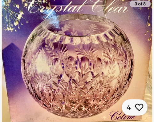 Crystal Clear CELINE 6 1/2" Rose Bowl ~ 24% Lead Crystal Handcut & Mouth Blown - Picture 13 of 14
