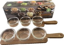 Set of 2 Acacia Serving Boards with 6 Glass Bowls by Homeessentials