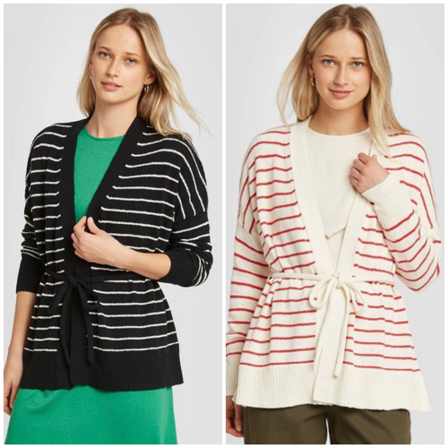 Women's Striped Long Sleeve Wrap Cardigan - Who What Wear - Various Sizes-B480/1 - Picture 1 of 10