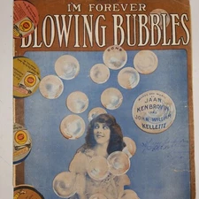 1919 I'm Forever Blowing Bubbles Sheet Music Forest City IL CoOp Acme Sticker 8Q