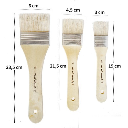 Malpinsel Set 3 tlg. – Gesso Flachpinsel Gr. 2/ 4/ 6, Holzgriff, für Grundierung - Bild 3 von 9