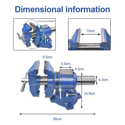 4" Profi Schraubstock drehbar groß -100mm Spannweite- zwei Achsen Rotation 360° - Bild 5 von 18