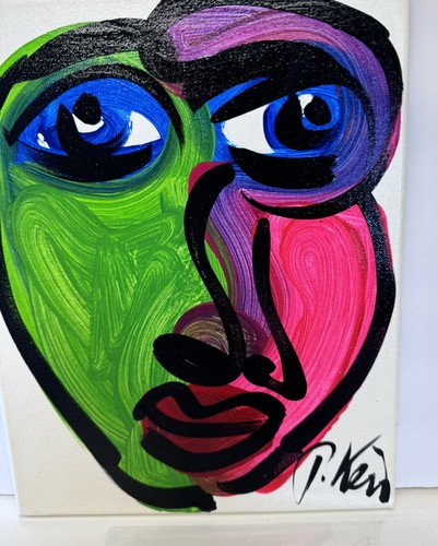 PETER KEIL. SUPERB painting ON Canvas - COA 14” X 11” Who Am I - Face - Picture 5 of 11
