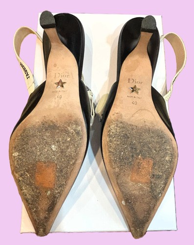 AUTHENTIC DIOR J'ADIOR SLINGBACK PUMP BLACK LAMBSKIN & RIBBON SIZE EU 40 US 10 - Picture 4 of 14