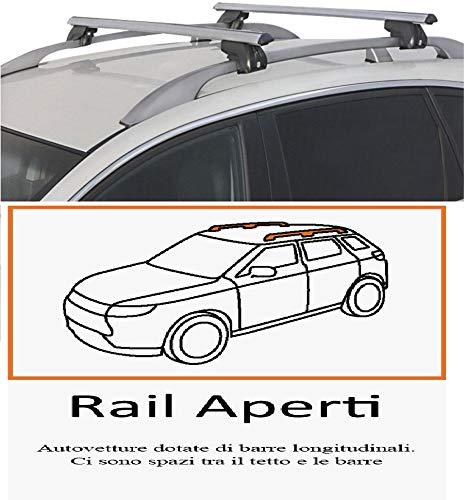 BARRE PORTAPACCHI PORTABAGAGLI ALLUMINIO 120 CM PER AUTO CON RAILS TRADIZIONALI - Foto 1 di 7