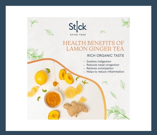 STICK TEAS LEMON GINGER TEA BEVERAGE 20 STICKS CAFFEINE FREE NEW BOX CITRONELLA - Picture 2 of 6