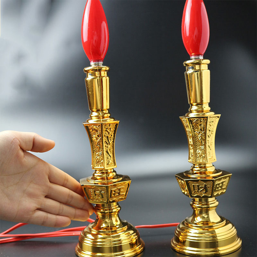 A Pair Electric Candle LED Electrolier Lamp Buddha Offerings Lamp Supplies - 第 1/6 張圖片
