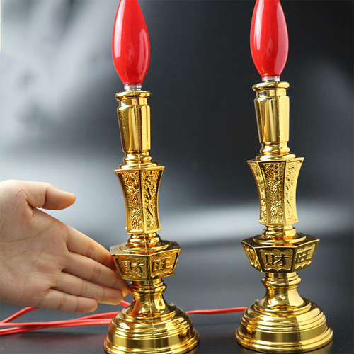 A Pair Electric Candle LED Electrolier Lamp Buddha Offerings Lamp Supplies - Picture 1 of 6