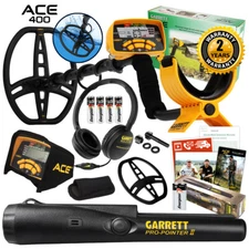 Garrett ACE 400 Metal Detector with DD Waterproof Search Coil and Pro Pointer II