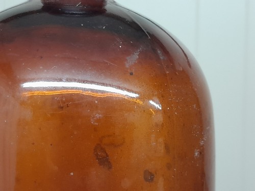 Old Vintage Antique Gallon Bottle Amber Brown Golden Glass 13" - Picture 4 of 7