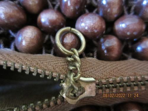  Brown Wood Bead Vintage Japanese Handbag   - Picture 6 of 8