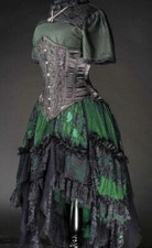 Dark Dreams Gothic Burlesque Steampunk Ruffle-Skirt Rock Ginger grün-schwarz neu
