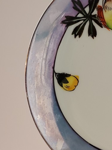 Noritake N3401 Glanz 6" Brot/Butter Teller handbemalt Papagei & Hibiskus 4S EUC - Bild 4 von 12