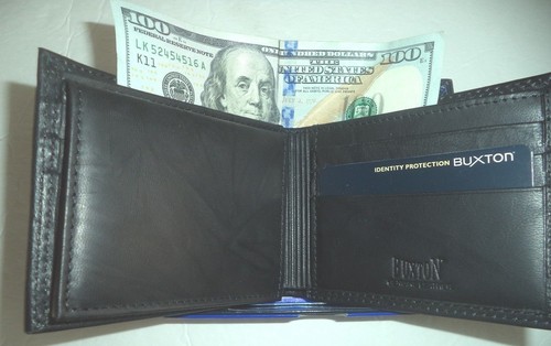 Buxton RFID BOLT Genuine Leather Billfold Wallet,Black - Picture 2 of 7