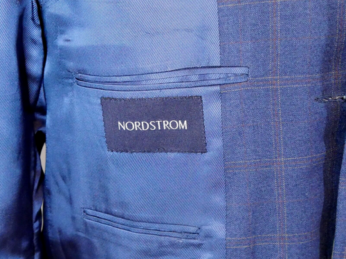 Burberry London Bond Street Wool Sport Coat Size 44L Blue Windowpane 3 Button - Picture 10 of 12
