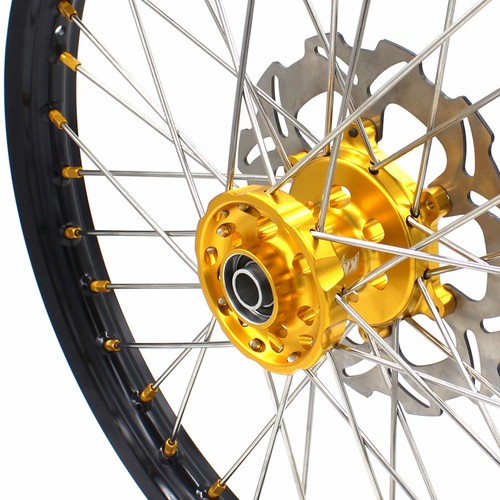 for Suzuki 1996-2000 RM125 RM250 KKE 21/19 CNC Dirt Bike Wheels Rims Gold Nuts - Bild 10 von 12