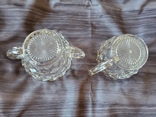 Jeannette Glass Co. - Würfel klar Milchkännchen & offene Zuckerdose Vintage Glas - Bild 8 von 8