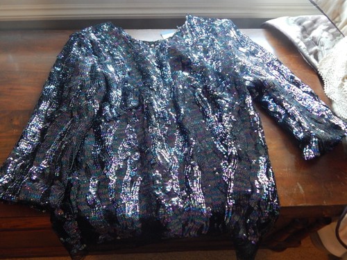 Vintage Damen atemberaubendes Pailletten Top von Haney Pret-A-Couture Neu mit Etikett