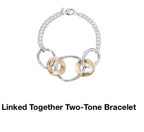 Bonito brazalete de dos tonos Avon Linked Together. Nuevo en caja. - Imagen 2 de 6