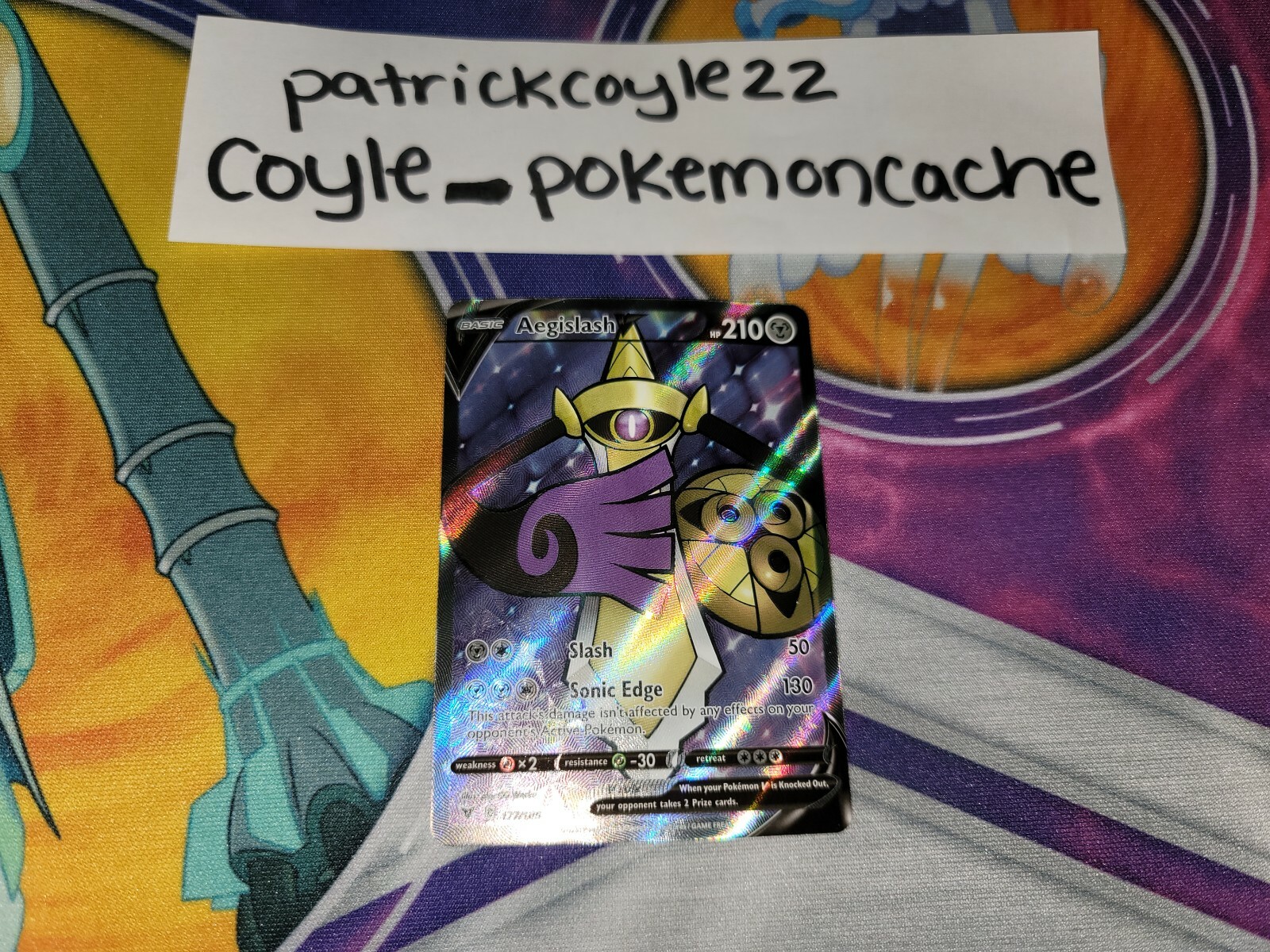 Aegislash V Full Art Holo Ultra Rare Sword & Shield Vivid Voltage 177/185 NM