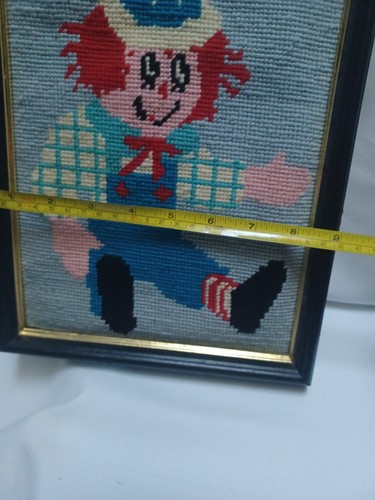 Vintage Raggedy Andy Puppe Nadelspitze Kreuzstich Bild fertig gerahmt 9x11 - Bild 8 von 10