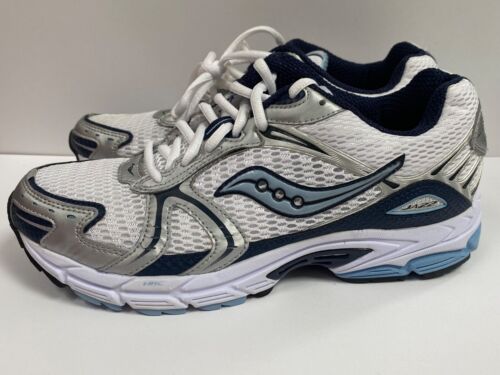 SAUCONY Progrid Jazz 12 Trainers UK 8.5 Womens Running White Silver Navy Gym - Picture 7 of 14