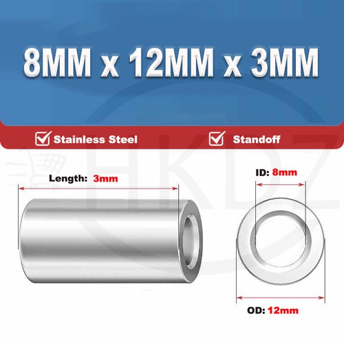 Stainless Steel Spacer Standoff Collar Stand off Spacers M3 M4 M5 M6 M8 M10 M12 - Picture 166 of 261